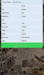 Emlakyap Tan Konya Karatay İsmil Köyünde Satılık 9150 M2 Tarla