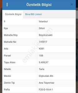Silivri Büyüksinekli Tek Tapu Fırsat Tarla 9.500 M2