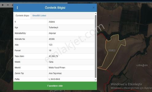 Tufanbeyli Akpınar Mh. Satılık Tarla