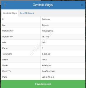 Balıkesir Bigadiç Yukarıçamlı Köyü ' Ne 300 Mt Mesafede Tarla