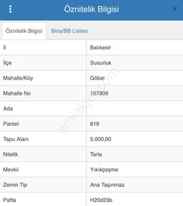 Balıkesir Susurluk Göbel Mahallesi'nde Yola Cephe Satılık Tarla