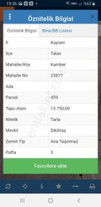 Talas Kamber Mah. Satılık Tarla