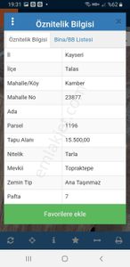 Talas Kamber De Satılık Tarla