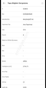 Doğanhisar Baş Başköy Mahallesi Arsa