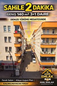 Anıl Gayrimenkul'den Sahile 2 Dk.mesafede 140m2 (3+1) Satılık Fırsat Daire