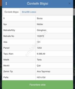 Nilüfer Güngören 'de Satılık Tarla !