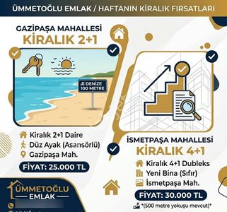 Dikili Ümmetoğlu'ndan 2+1 Kiralık Daire Düz'ayak Denize 200 Metre