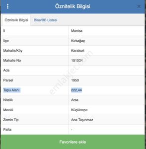 Manisa Kırkağaç Karakurt Mahallesinde Satılık 222 M² Arsa!