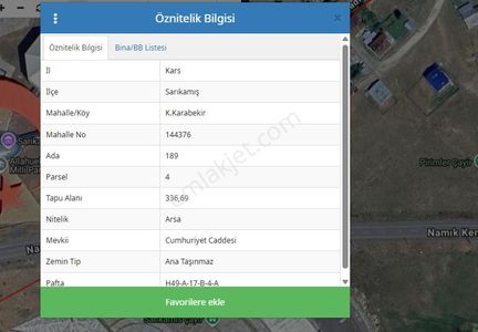 Kars Sarıkamış Şehitler Anıtı Yanında Satılık Arsa