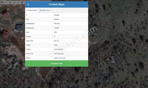 Antalya Alanya Fakırcalı Mevkii Tırılar/garipli 581 Metrekare