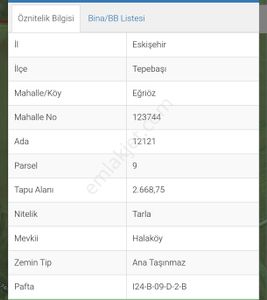 İki Emlaktan Eğriözde Satılık 2668 Mt. Tarla