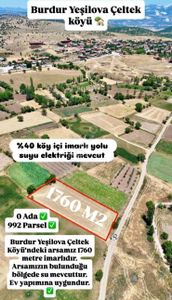 Burdur Yeşilova Çeltek Köyü Köycivarı Mevki Satılık İmarlı Arsa No.20598​