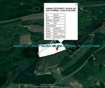 Yalova Kabaklı Köyünde Deniz Manzaralı 12.834 M Kare Tarla