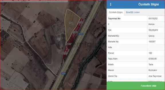 Özpınar,dan Çavuş Köyü Satılık Tarla 8.550 M2 Petrol Yeri Konya Antalya Üzeri Yol 30 Metre 2