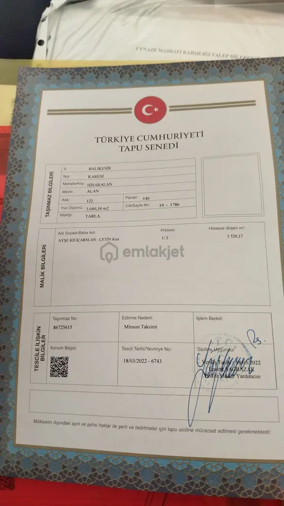 Satılık Tarla 1