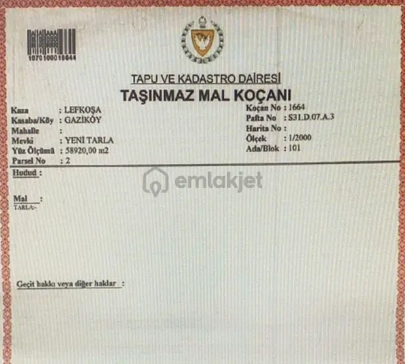 Kıbrıs Lefkoşa Da Satılık Tarım Arazisi 2