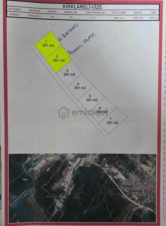 Çakıllı Evrenli De 291 M2 Parseller Satışta 1