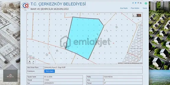 Çerkezköy Bağlık Mah İmar Sınında 250m² Satılık Hisse 2
