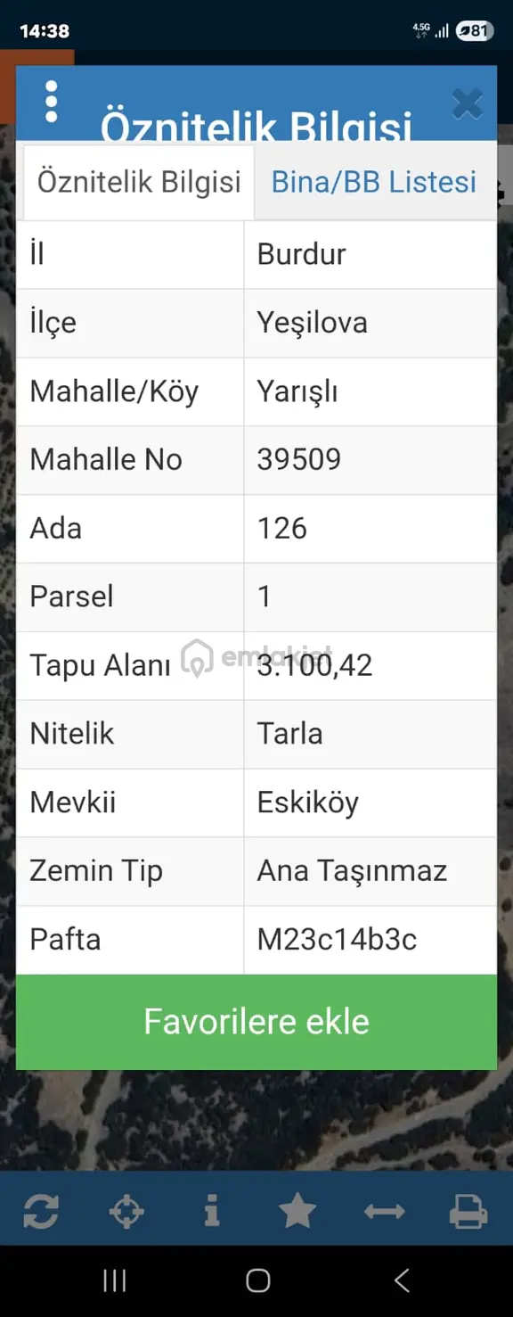 Yeşilova Yarışlıda 3100 M2 Köy'e Yakın Stılık Arazi 2