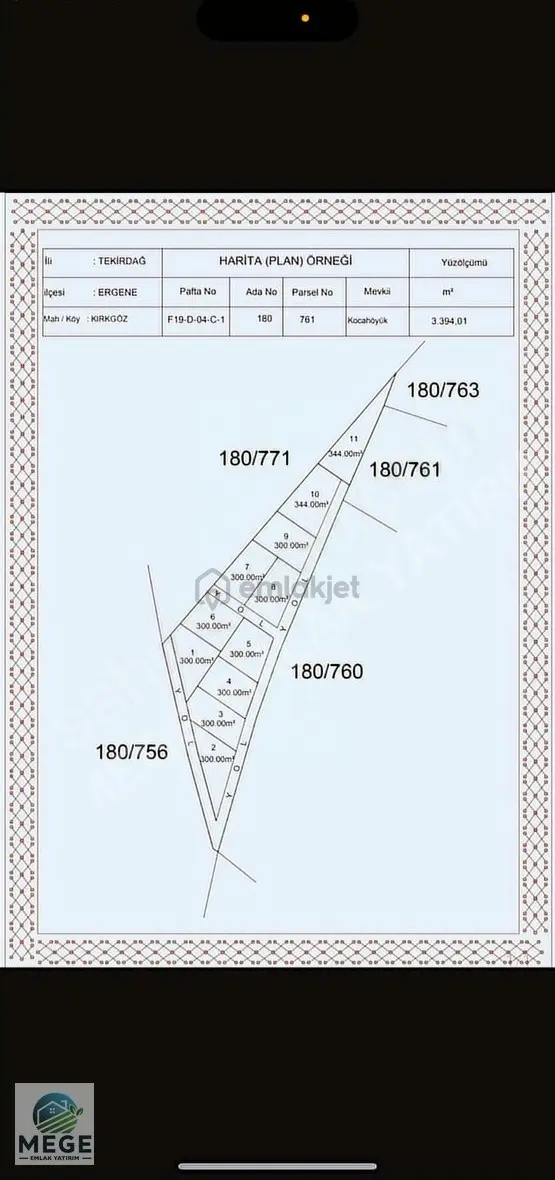 Mege'den Ergenede Sanayiye Yakın Satılık Tarla Çapı Mevcut 2