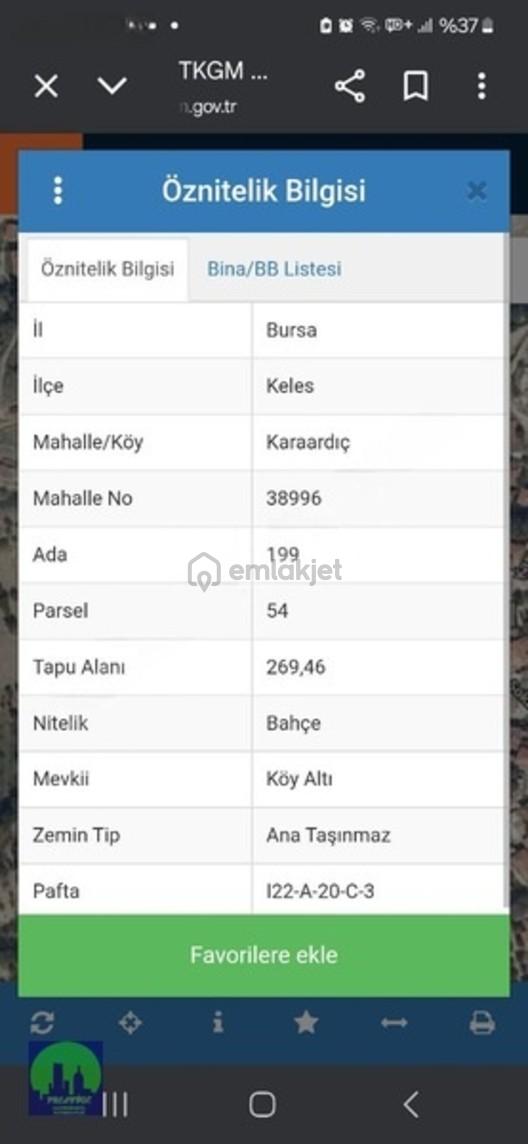 Bursa/keles/karaardıç Mah.köyiçi Satılık Bahçe 2