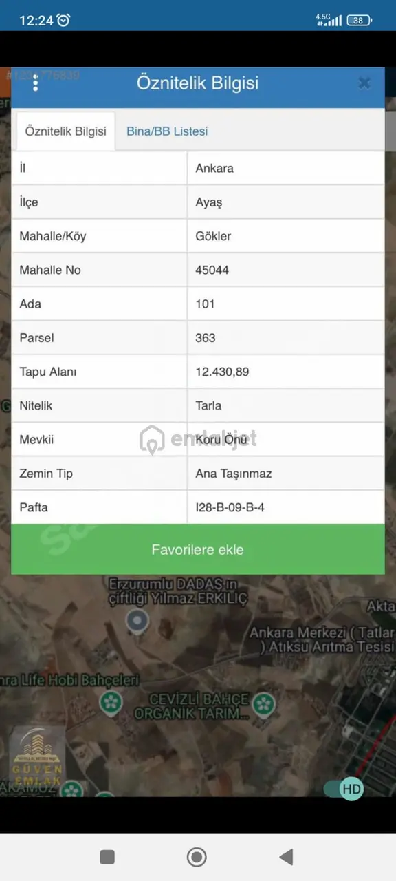 Ayaş Gökler'de 12 Dönüm Hayvancılığa Uygun Tek Tapu Tarla 2