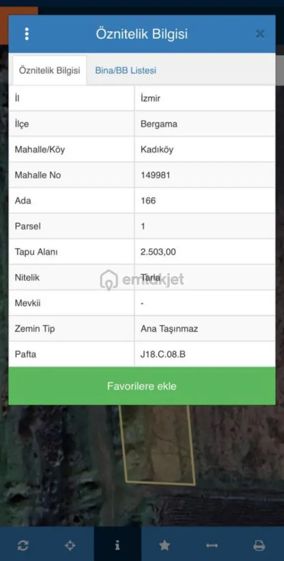 Bergama Kadıköy Mah Yola Sıfır Baraj Suyu Olan Satılık Tarla