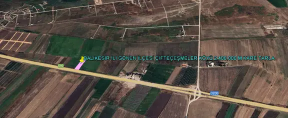 Balıkesir İli Gönen İlçesi Çifteçeşmeler Köyü 2.400,000 M²tarla 1