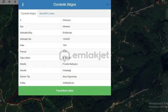 Giresun Merkez Erikliman Köyün De Satılık 6272 M2 Fındık Bahçesi Yolu Var 1