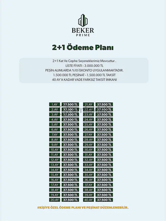 Beker Prime Projemizde 3+1 50.000tl Taksit İle ~yılmaz Emlak 1