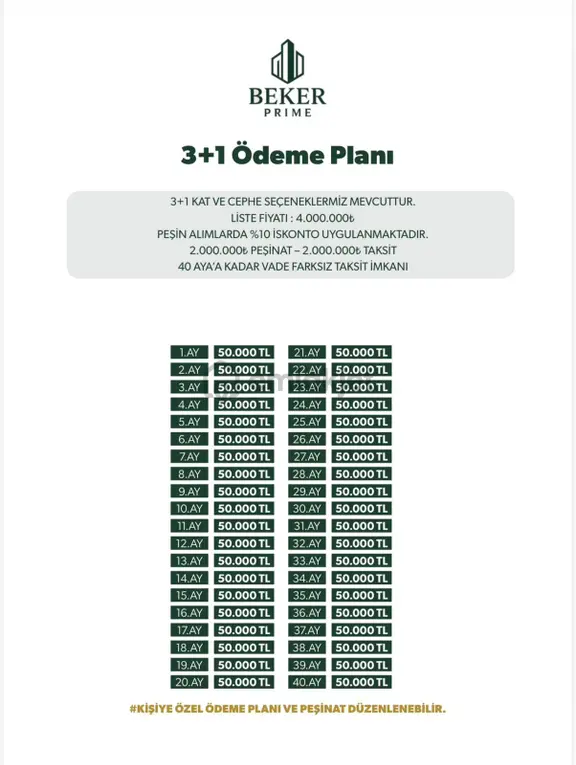 Beker Prime Projemizde 3+1 50.000tl Taksit İle ~yılmaz Emlak 2