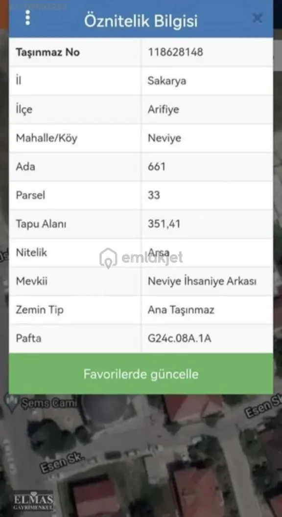 Sakarya Arifiye İlçesi Neviye Mahallesinde Satılık 351m2 Arsa !! 2
