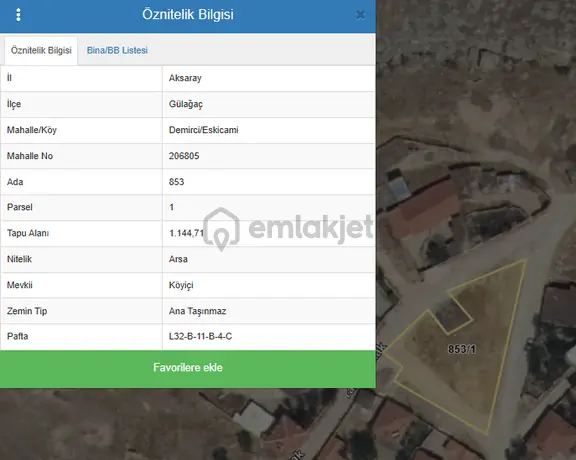 Satılık Arsa Gülağaç Demirci Eskicimi De 1140 M Arsa 853/1 2