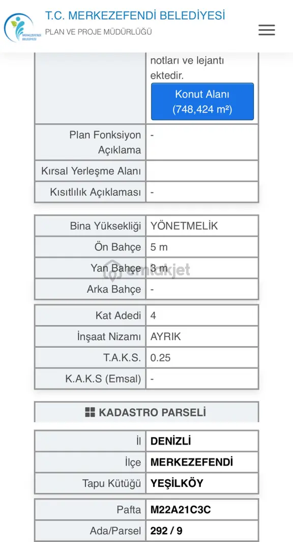 Denizli Yeşilköy’de Cadde Üzeri 748m2 4 Kat Ruhsatlı Satılık Arsa 2
