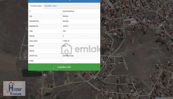Nuribeyde B+2 Kat %40 İmarlı Köşe Parsel 1285m2 Satılık Arsa..! 2
