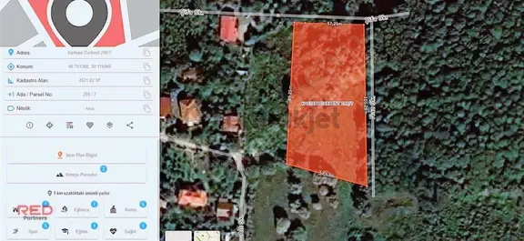 Kartepe Derbent Satılık Arsa 4521 M2 Yola Üç Cepheli Parsel 2