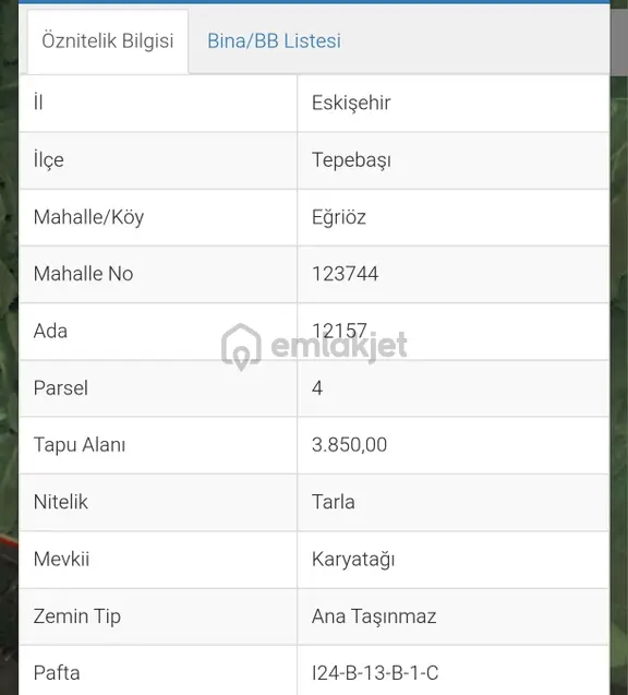 İki Emlaktan Eğriözde Yatırımlık 3850 Mt. Tarla 1