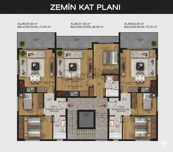 Marmaris Sıfır Projede Satılık 1+1 Açık Mutfak Daire 2