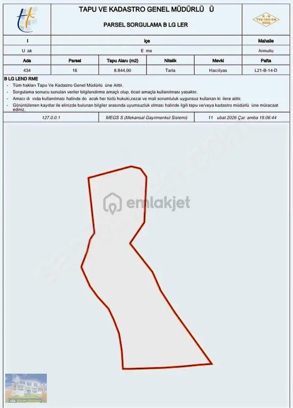 Uşak Eşme Armutlu Köyü Nde Acil 8844m2 Satılık Tarla 2