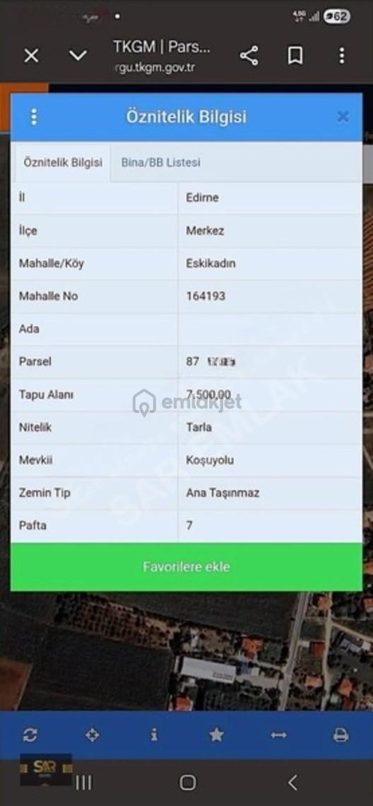 Edirne Eskikadın Köyünde Yatırımlık 7500 M² Satılık Arazi 1
