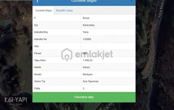 Yarış Köyünde 1440 M2 Fırsat Bahçe 2
