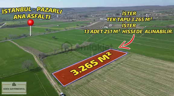 Kırklareli Vize Pazarlı 3.265 M² Tarla Satılık Tarla 2