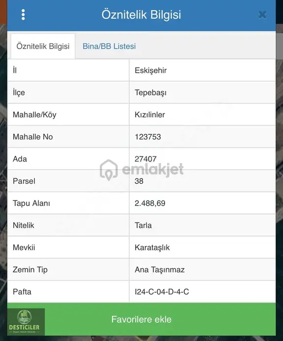 Desticiler-kızılinler Turizm Bölgesinde 2900m2 Satılık Tarla 2