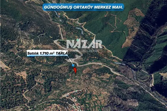 Gündoğmuş Ortaköy’de 1.710 M² Satılık Tarla 1