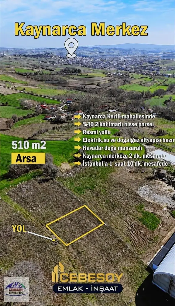 Cebesoy Emlak'tan Kertil Mahallesinde Satılık Havadar Arsa ! 1