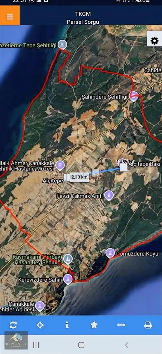 Eceabat Alçıtepe Mrkz 2 Km Mesafe'de 7420 M2 Tarla (araç Takaslı 1