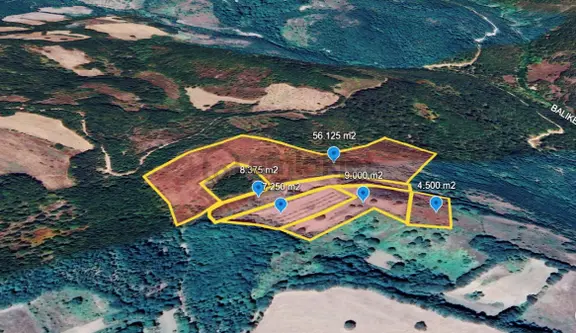 Çanakkale Yenice Taban Köyün'de Satılık 85.250 M² Tarla 1