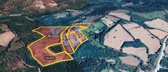 Çanakkale Yenice Taban Köyün'de Satılık 85.250 M² Tarla 2