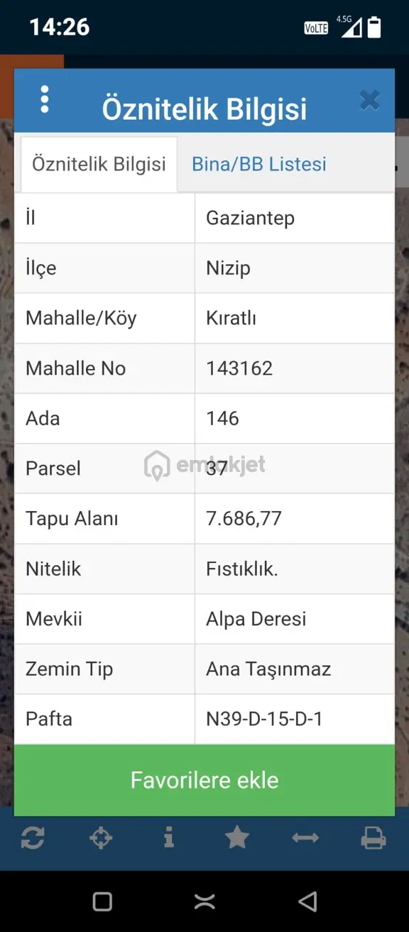 Nizip Kıratlı Köyünde Satılık Fıstıklık 1