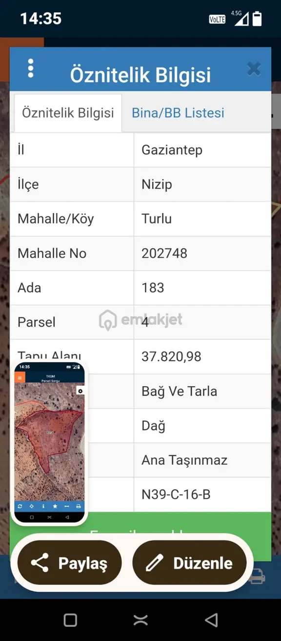 Nizip Tokiye Yakın Arazimiz Satılıktır. 1